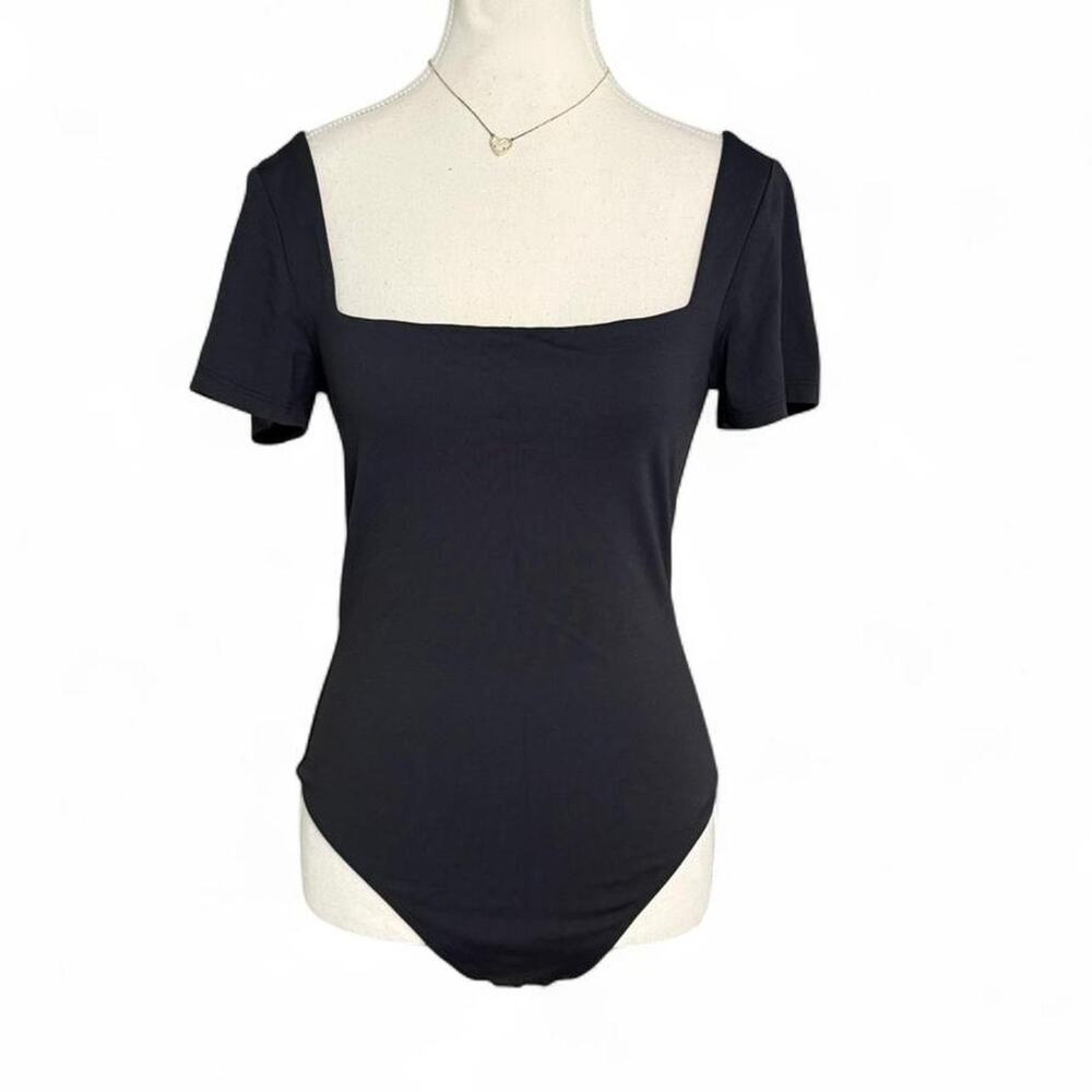 Aritzia Babaton Contour Square Neck Black Body Suit Snatching Womens Size Large